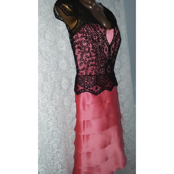 Roland Nivelais Sz 6 Tangerine Bergdorf Goodman Silk Dress w Lace - Picture 5 of 9